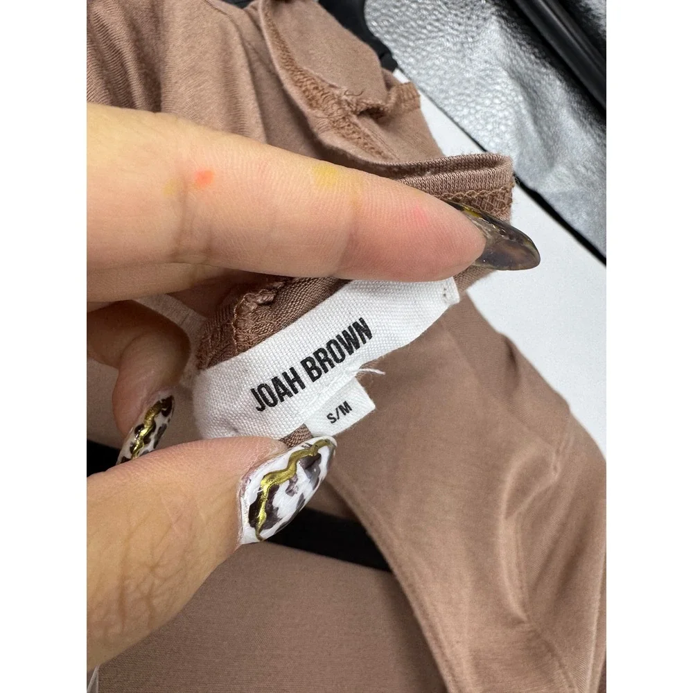 Joah Brown Mocha Brown Open Back Turtleneck Long Sleeve Top Thumbholes S/M - Picture 7 of 7